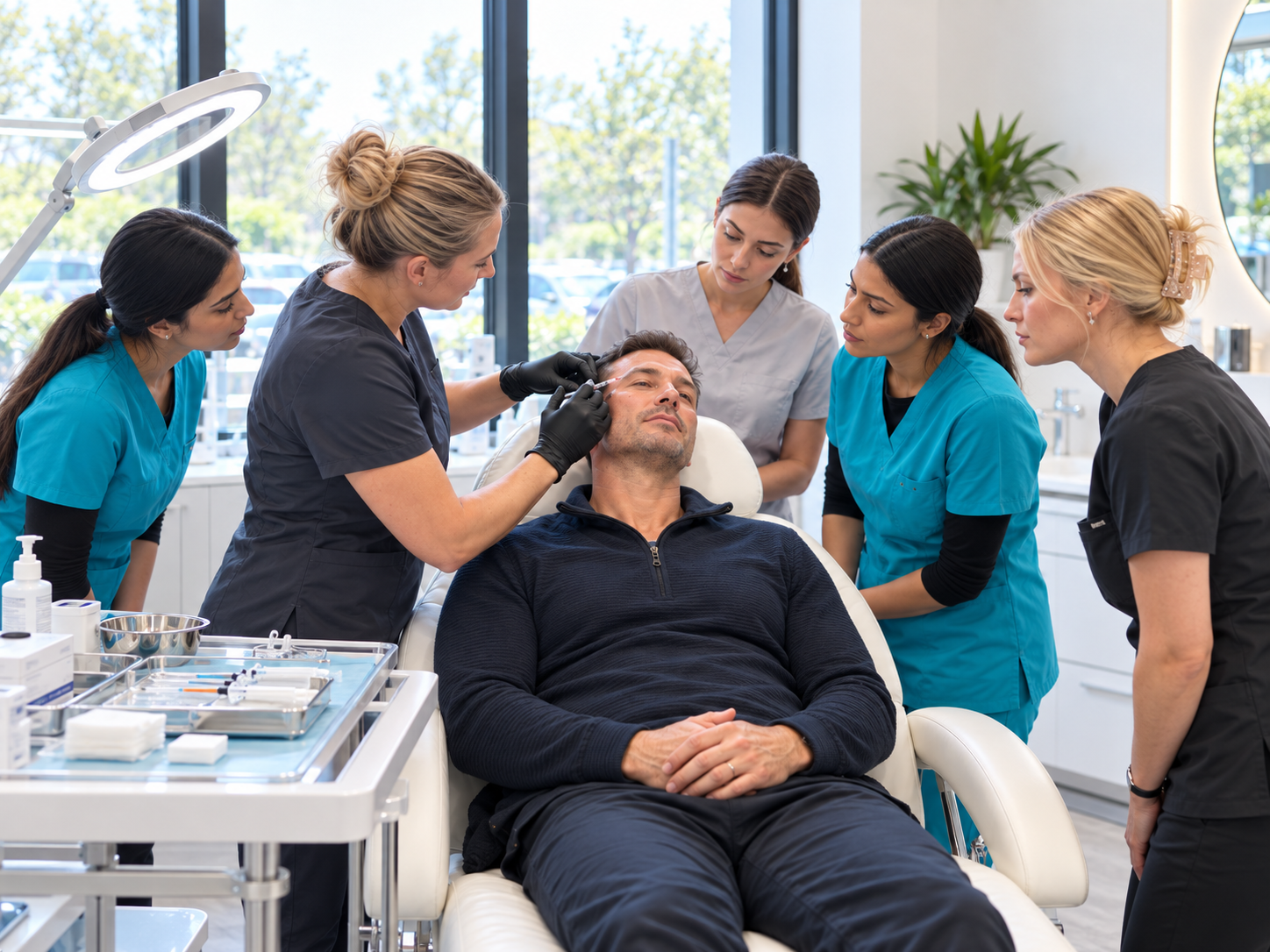 Dermal filler and Botox clinical observation day with aesthetics trainer and delegates at HeLa Academy