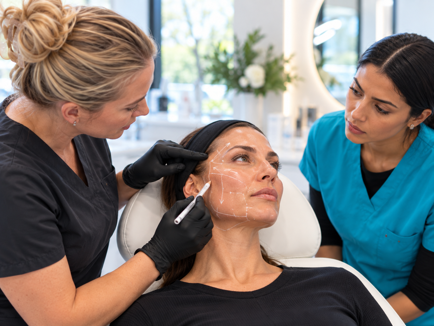 Facial mapping and anatomy assessment demonstration for Botox and dermal filler training